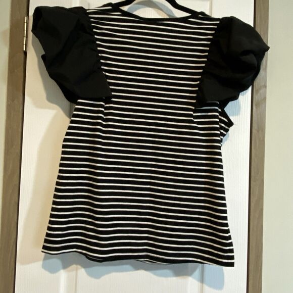 Here & Now Striped Top Bow Girly Glam Bling Coquette Bold Feminine Size Large - Picture 4 of 7